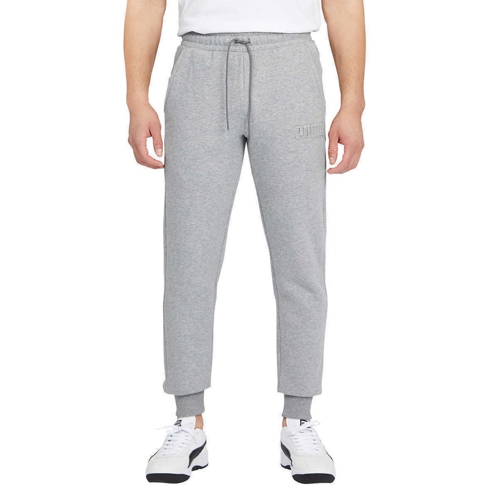 PUMA Men's Embossed Logo Fleece Jogger Sweatpants Gray Heather Medium